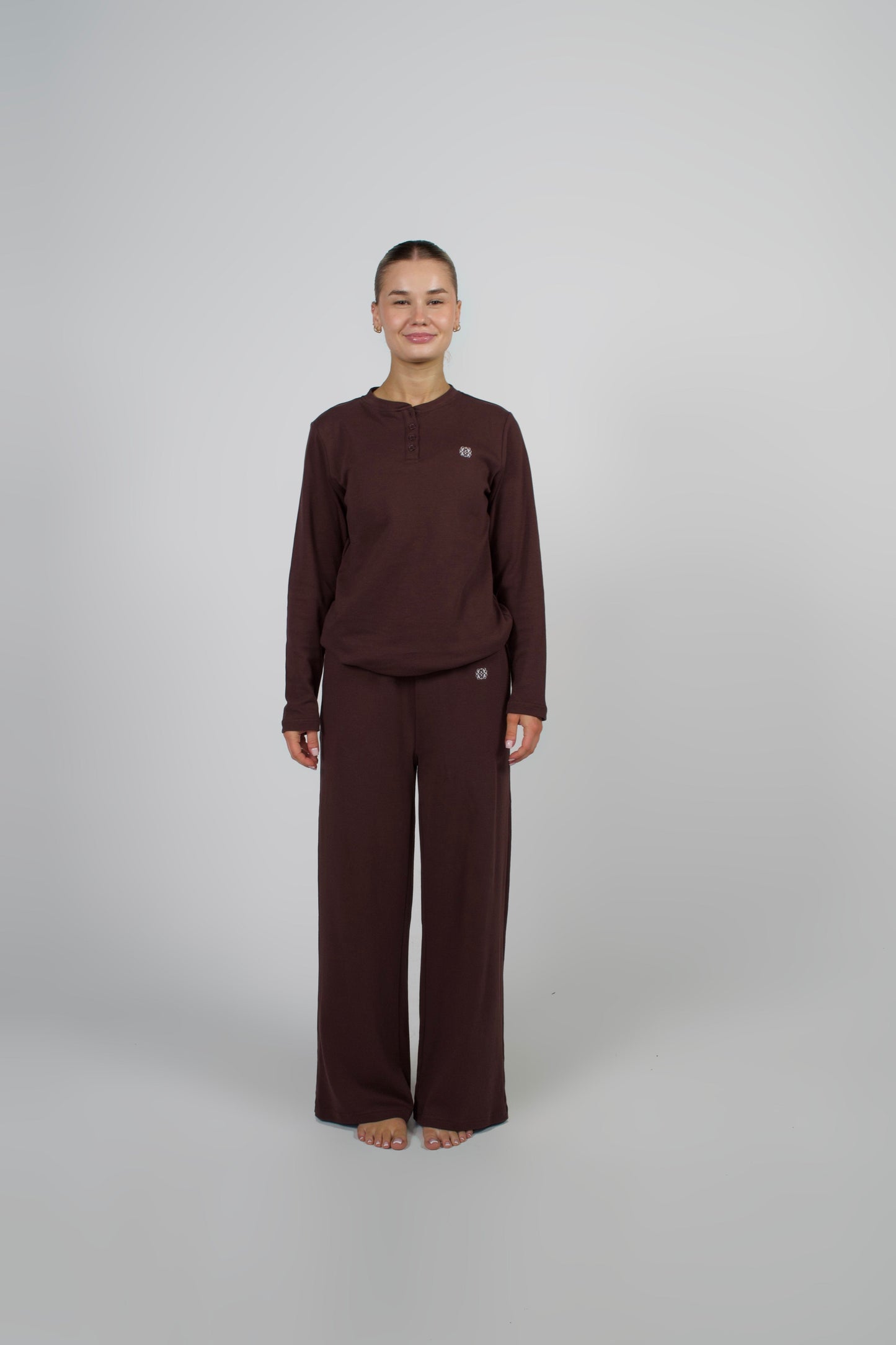 BROWN LONG SLEEVE PYJAMAS