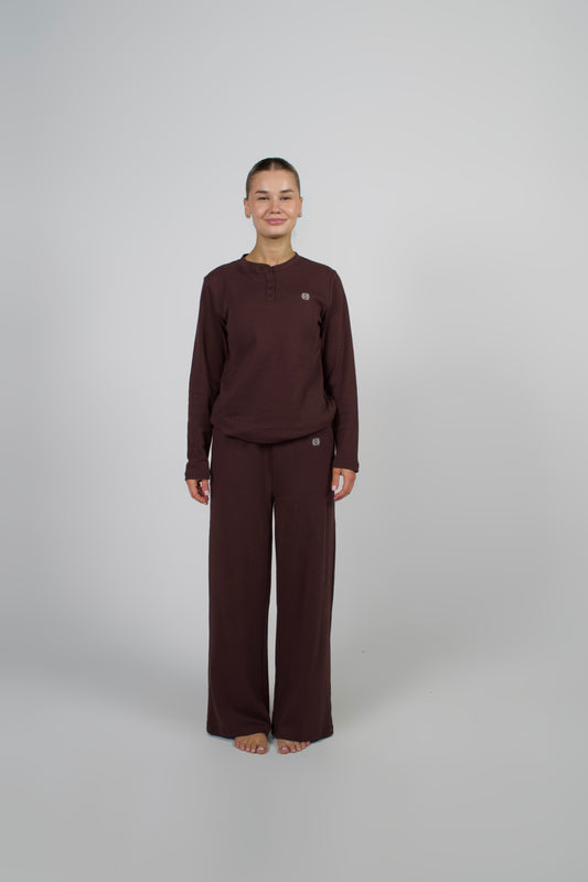 BROWN LONG SLEEVE PYJAMAS