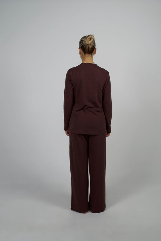 BROWN LONG SLEEVE PYJAMAS